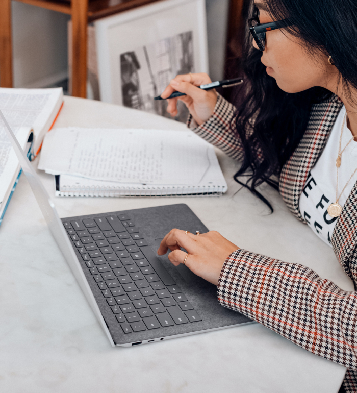 young woman studying